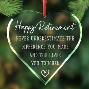 Retirement Gifts for Men Women 2024 - Retirement Christmas Ornaments Gifts for Boss, Coworker, Teacher, Nurse, Military - Happy Retirement Party Decorations for Woman Men - Christmas Glass Ornament