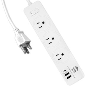 WBM Extension Cord Socket 5.9 ft, Surge Protector Power Strip with 2 USB Ports and 1 Type C Plug, Flat Multi Outlet Extender for Charging Electronic Devices – 2 PCS