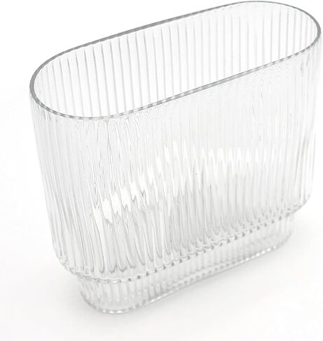 Ribbed Glass Vase, Clear Glass Vase, Short Flower Vase for Centerpieces, Fluted Glass Vase for Living Room, Dining Table, Entryway, Mantle, Shelf, Wedding, Office, 7.1 Inches in Saudi Arabia