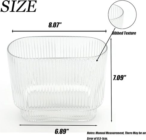 Ribbed Glass Vase, Clear Glass Vase, Short Flower Vase for Centerpieces, Fluted Glass Vase for Living Room, Dining Table, Entryway, Mantle, Shelf, Wedding, Office, 7.1 Inches in Saudi Arabia