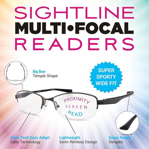 Sightline T611 Progressive Reading Glasses for Women and Men Premium Optical Frame XL Wide Fit in Saudi Arabia