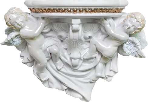 FYWMXIAJG Winged Angels Shelf Cherubs Cupid Wall art Wall Hanging Ornate Sculpture Angel Wall Decor for Collectable Figurines (White with Golden) in Saudi Arabia