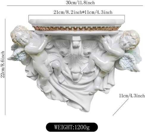 FYWMXIAJG Winged Angels Shelf Cherubs Cupid Wall art Wall Hanging Ornate Sculpture Angel Wall Decor for Collectable Figurines (White with Golden) in Saudi Arabia
