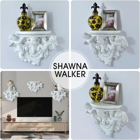 FYWMXIAJG Winged Angels Shelf Cherubs Cupid Wall art Wall Hanging Ornate Sculpture Angel Wall Decor for Collectable Figurines (White with Golden) in Saudi Arabia