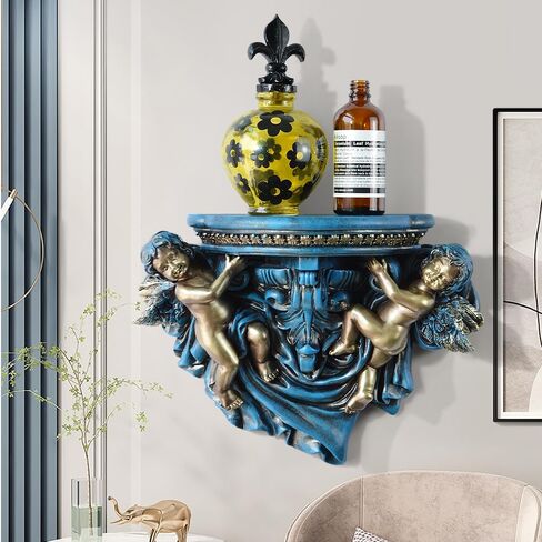 FYWMXIAJG Winged Angels Shelf Cherubs Cupid Wall art Wall Hanging Ornate Sculpture Angel Wall Decor for Collectable Figurines (White with Golden) in Saudi Arabia