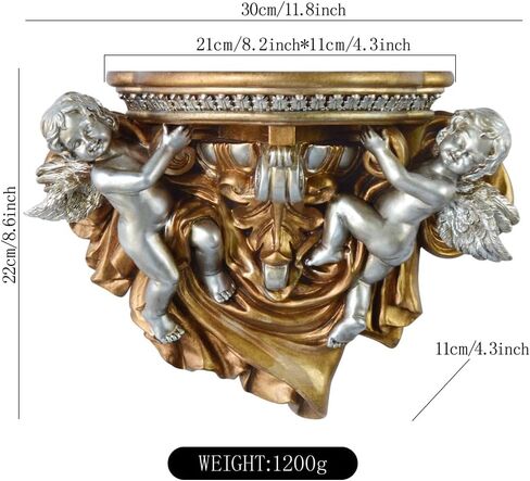 FYWMXIAJG Winged Angels Shelf Cherubs Cupid Wall art Wall Hanging Ornate Sculpture Angel Wall Decor for Collectable Figurines (White with Golden) in Saudi Arabia