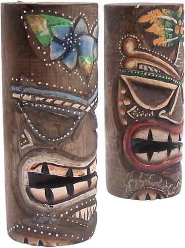 تماثيل خشبية تيكي مطلية، قائمة بذاتها، ديكور للشاطئ، مجموعة من لونين متنوعين، ارتفاع 20.32 سم in Kuwait