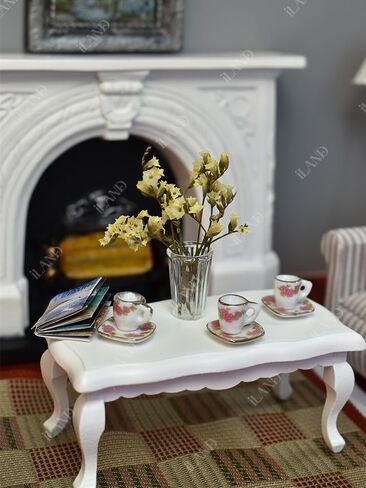 iLAND Miniature Dollhouse Accessories for Dollhouse Furniture Antique, Glass Vases w/ Dried Flowers Set (Elegant 4pcs) in Kuwait