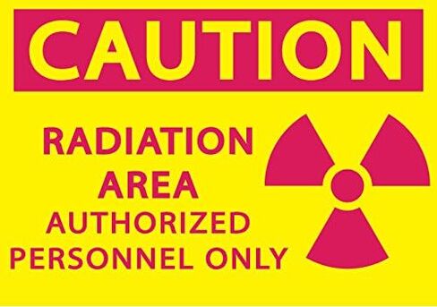 Zing Green Products 1926A Recycled Aluminum "Caution Radiation Area Authorized Personnel Only" Safety Sign, Magenta on Yellow, 10" Length, 7" Width in Saudi Arabia