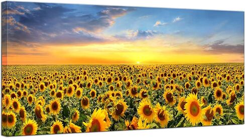 Sunflower Wall Decor Flower Wall Art Sunset Rustic Pictures Painting For Living Room Bedroom Decor Yellow 40"X20" in Saudi Arabia