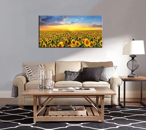 Sunflower Wall Decor Flower Wall Art Sunset Rustic Pictures Painting For Living Room Bedroom Decor Yellow 40"X20" in Saudi Arabia