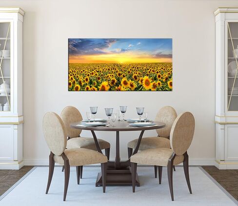 Sunflower Wall Decor Flower Wall Art Sunset Rustic Pictures Painting For Living Room Bedroom Decor Yellow 40"X20" in Saudi Arabia