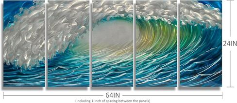 GALLERIEWALLA Coastal Metal Wall Art - 3D Blue Sea Wave Aluminum Artwork for Living Room Decor in Saudi Arabia