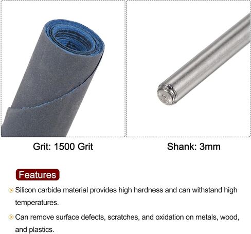 HARFINGTON 5pcs Abrasive Sandpaper Rolls 1500 Grit 3mm Shank Sanding Drums Sleeves Cylinder Grinding Head for Woodworking Glass Metal Polishing in Saudi Arabia