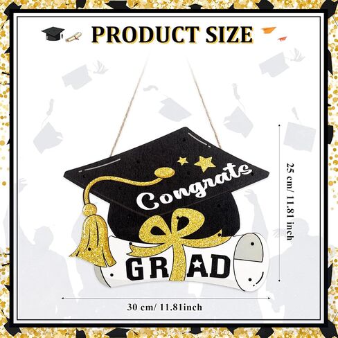 Capoda 2024 Graduation Hanging Sign Decor with LED Light Class of 2024 Hanging Door Sign Graduation Congrats Grad Wooden Hanging Wall Sign for Graduation Party Indoor Outdoor Decorations Supplies in Saudi Arabia