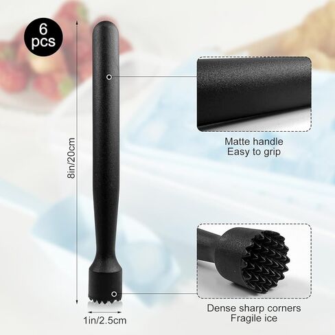 6 قطع من خلاط الكوكتيل البلاستيكي، مجموعة أدوات خلط المشروبات مقاس 8 بوصة من خلاط الفاكهة لكسارة الثلج وملحقات قضبان النادل لصنع الموهيتو والمارجريتا ومشروبات الفاكهة الأخرى in Kuwait