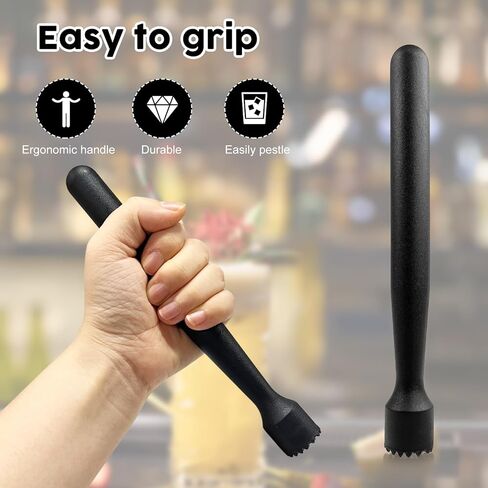 6 قطع من خلاط الكوكتيل البلاستيكي، مجموعة أدوات خلط المشروبات مقاس 8 بوصة من خلاط الفاكهة لكسارة الثلج وملحقات قضبان النادل لصنع الموهيتو والمارجريتا ومشروبات الفاكهة الأخرى in Kuwait