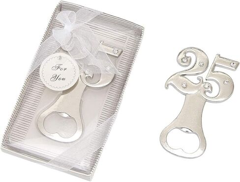 20 PCS Bottle Openers Silver Wedding Favors Decorations, 25 Shaped, Gift Box Party Supplies, Silver Wedding, 25th Anniversary, 25 Birthday Party,Party Favors in Saudi Arabia