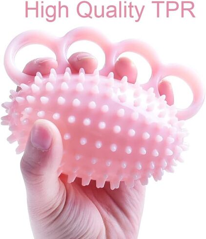 Hand Exerciser Ball and Finger Stretcher, Hand Grip Strengthener Trainer, Squeeze Balls, Wrist Pain Relief (Pink) in Kuwait