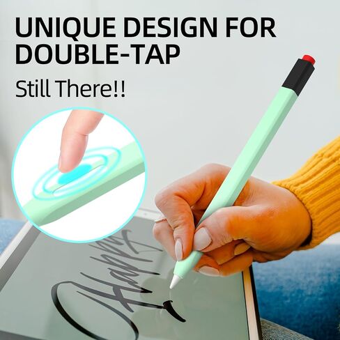 AZF Pencil Case Compatible with Apple Pencil 2nd Generation Case, Two Color Pen Cap Match, Silicone Comfort, Compatible with Magnetic Charging and Double Click. (Mint) in Saudi Arabia