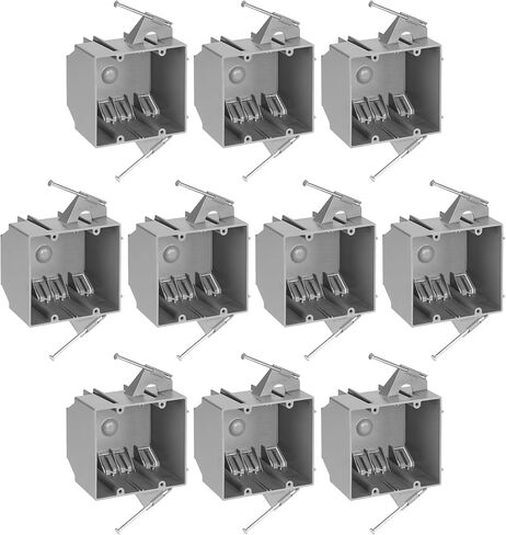 Maxxima 1 Gang 18 cu. in. PVC New Construction Electrical Switch and Outlet Junction Box, New Work Non-Metallic Electrical J-Box w/Nail, ETL Listed, 2 Hour Fire Rating, Gray, 10-Pack in Saudi Arabia