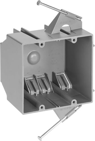 Maxxima 1 Gang 18 cu. in. PVC New Construction Electrical Switch and Outlet Junction Box, New Work Non-Metallic Electrical J-Box w/Nail, ETL Listed, 2 Hour Fire Rating, Gray, 10-Pack in Saudi Arabia