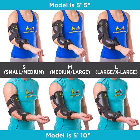 BraceAbility Cubital Tunnel Syndrome Elbow Brace | Splint to Treat Pain from Ulnar Nerve Entrapment, Hyperextended Elbow Prevention and Post Surgery Arm Immobilizer - M (MEDIUM/LARGE) in Kuwait