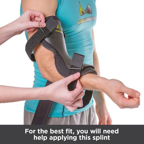 BraceAbility Cubital Tunnel Syndrome Elbow Brace | Splint to Treat Pain from Ulnar Nerve Entrapment, Hyperextended Elbow Prevention and Post Surgery Arm Immobilizer - M (MEDIUM/LARGE) in Kuwait