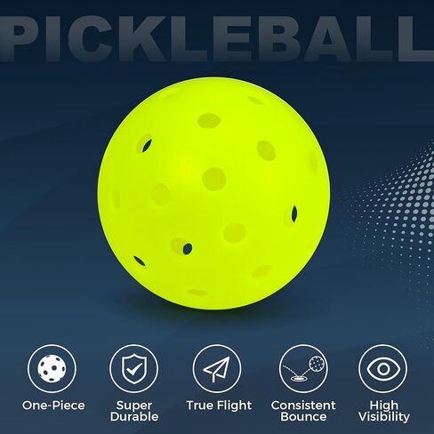 كرات Sukeen Pickleball في الهواء الطلق، كرات Pickleball من قطعة واحدة عالية الارتداد، 40 فتحة كرات مخلل خارجية مقاومة للتشقق، كرات مخلل نيون عالية الوضوح، كرات مخلل خارجية in Kuwait
