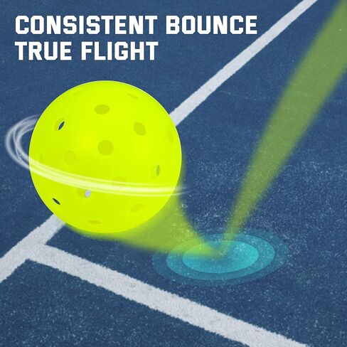 كرات Sukeen Pickleball في الهواء الطلق، كرات Pickleball من قطعة واحدة عالية الارتداد، 40 فتحة كرات مخلل خارجية مقاومة للتشقق، كرات مخلل نيون عالية الوضوح، كرات مخلل خارجية in Kuwait