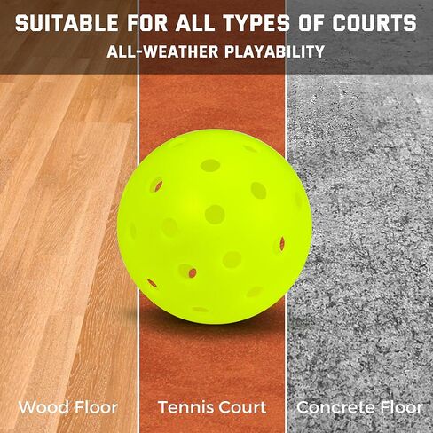 كرات Sukeen Pickleball في الهواء الطلق، كرات Pickleball من قطعة واحدة عالية الارتداد، 40 فتحة كرات مخلل خارجية مقاومة للتشقق، كرات مخلل نيون عالية الوضوح، كرات مخلل خارجية in Kuwait