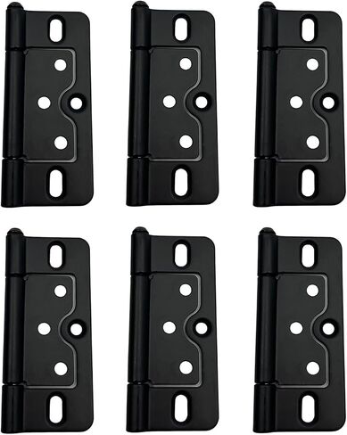 6 Pack Non-Mortise Door Hinges, 3" x 1.4" Stainless Steel Closet Door Hinges Heavy Duty Chest Hinges Bifold Door Hinges with Mounting Screws(Black) in Saudi Arabia