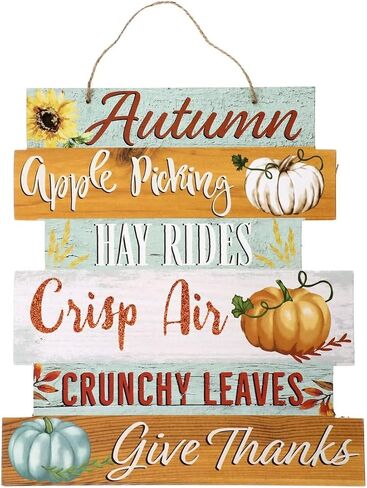 Wooden Harvest Welcome Signs, 14.5x10.5-in. (autumn) Hello Fall Winter Spring Summer Sign Rustic Wood Decor Farmhouse Wall Hanging Plaque Filleted Corner Wooden Sign for Home Bathroom Indoor Outdoor, in Saudi Arabia