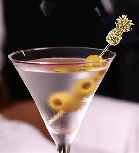 Cocktail Picks Martini Picks Stainless Steel Reusable with Pineapple Tops Gold Set of 5 in Saudi Arabia