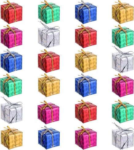 simarro 24 قطعة من زخارف صندوق هدايا عيد الميلاد الصغيرة، 2.5 سم شجرة عيد الميلاد صناديق هدايا صغيرة معلقة ديكورات حفلات هدايا شجرة عيد الميلاد في الأماكن المغلقة والخارجية معلقة قلادة زينة للعطلات in Kuwait