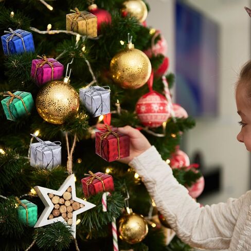 simarro 24 قطعة من زخارف صندوق هدايا عيد الميلاد الصغيرة، 2.5 سم شجرة عيد الميلاد صناديق هدايا صغيرة معلقة ديكورات حفلات هدايا شجرة عيد الميلاد في الأماكن المغلقة والخارجية معلقة قلادة زينة للعطلات in Kuwait