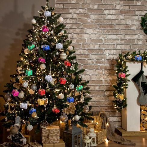 simarro 24 قطعة من زخارف صندوق هدايا عيد الميلاد الصغيرة، 2.5 سم شجرة عيد الميلاد صناديق هدايا صغيرة معلقة ديكورات حفلات هدايا شجرة عيد الميلاد في الأماكن المغلقة والخارجية معلقة قلادة زينة للعطلات in Kuwait