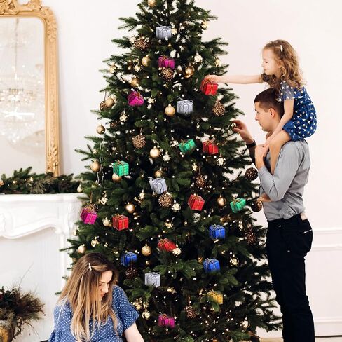 simarro 24 قطعة من زخارف صندوق هدايا عيد الميلاد الصغيرة، 2.5 سم شجرة عيد الميلاد صناديق هدايا صغيرة معلقة ديكورات حفلات هدايا شجرة عيد الميلاد في الأماكن المغلقة والخارجية معلقة قلادة زينة للعطلات in Kuwait