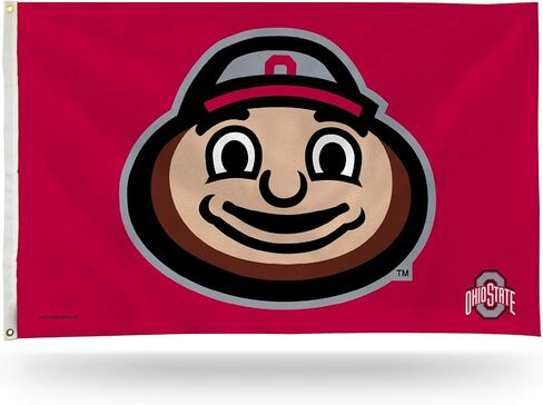 Rico Industries NCAA Ohio State Buckeyes Brutus Buckeye Mascot 3' x 5' راية علم من جانب واحد - داخلي أو خارجي - ديكور منزلي in Saudi Arabia