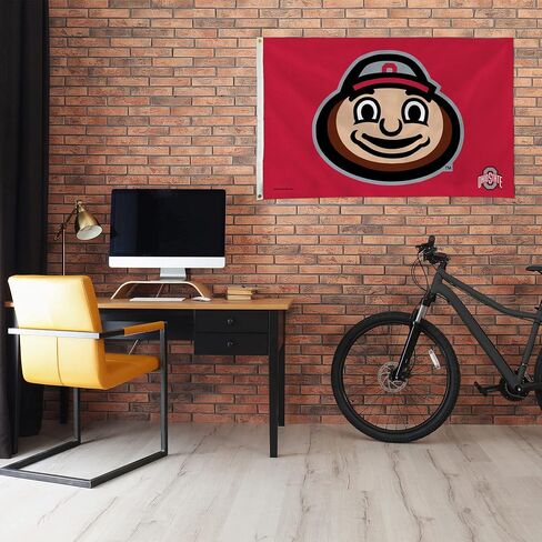 Rico Industries NCAA Ohio State Buckeyes Brutus Buckeye Mascot 3' x 5' راية علم من جانب واحد - داخلي أو خارجي - ديكور منزلي in Saudi Arabia