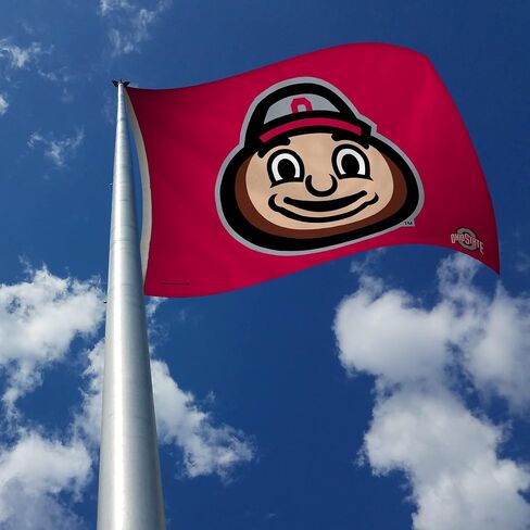 Rico Industries NCAA Ohio State Buckeyes Brutus Buckeye Mascot 3' x 5' راية علم من جانب واحد - داخلي أو خارجي - ديكور منزلي in Saudi Arabia