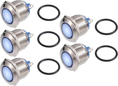 X AUTOHAUX 5 Pcs LED Indicator Light 22mm 12V AC DC Metal Shell Waterproof Pilot Dash Signal Lamp for Car Truck Boat Internal Red in Saudi Arabia