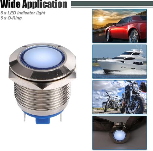 X AUTOHAUX 5 Pcs LED Indicator Light 22mm 12V AC DC Metal Shell Waterproof Pilot Dash Signal Lamp for Car Truck Boat Internal Red in Saudi Arabia