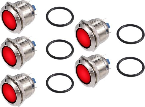 X AUTOHAUX 5 Pcs LED Indicator Light 22mm 12V AC DC Metal Shell Waterproof Pilot Dash Signal Lamp for Car Truck Boat Internal Red in Saudi Arabia
