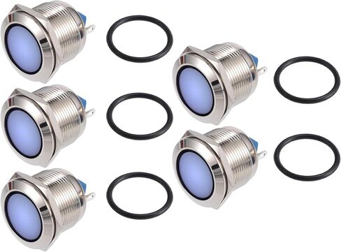 X AUTOHAUX 5 Pcs LED Indicator Light 22mm 12V AC DC Metal Shell Waterproof Pilot Dash Signal Lamp for Car Truck Boat Internal Red in Saudi Arabia