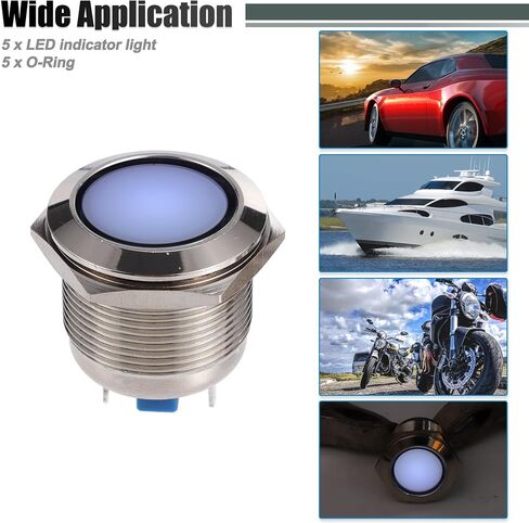 X AUTOHAUX 5 Pcs LED Indicator Light 22mm 12V AC DC Metal Shell Waterproof Pilot Dash Signal Lamp for Car Truck Boat Internal Red in Saudi Arabia