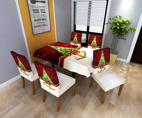 Set of 6 Christmas Dining Room Chair Covers Slipcovers Christmas Tree Stretch Removable Washable Spandex Parson Chairs Slipcovers Seat Protector Decor for Ceremony Holiday (Christmas Tree, Set of 6) in Saudi Arabia