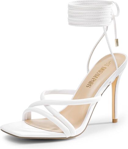 DREAM PAIRS Heels for Women Strappy High Stiletto Lace Up Heeled Sandals Square Open Toe Heels for Prom Party Dating in Saudi Arabia