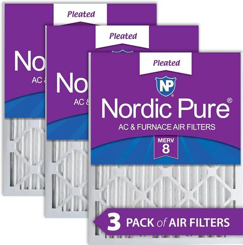 Nordic Pure 12x24x2 (11 3/8 x 23 3/8 x 1 3/4) Pleated MERV 8 Air Filters 3 Pack in Saudi Arabia