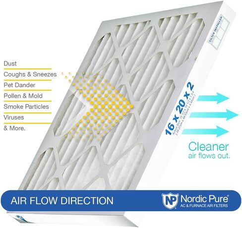 Nordic Pure 12x24x2 (11 3/8 x 23 3/8 x 1 3/4) Pleated MERV 8 Air Filters 3 Pack in Saudi Arabia